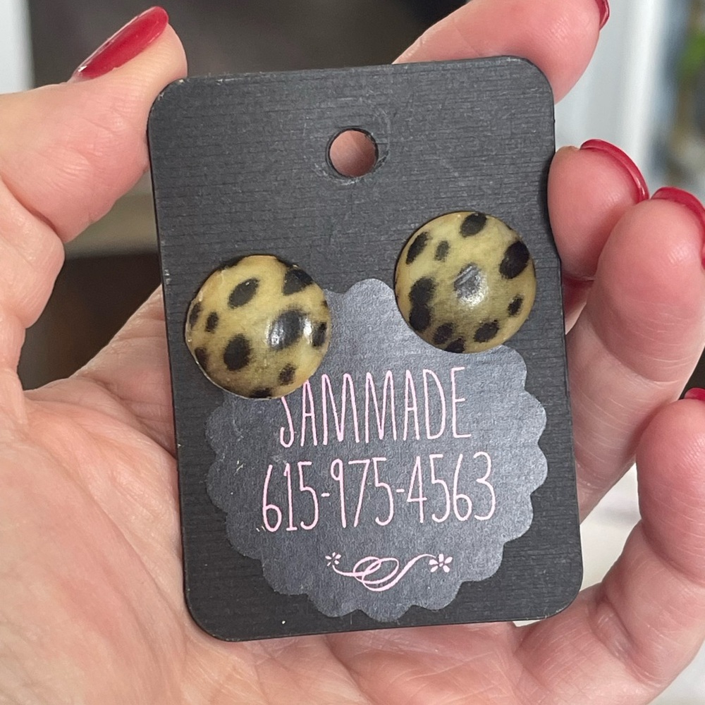 Leopard Print Button Earrings